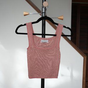 Urban Outfitters Knit Square Neck Sweater Crop Top in Rose Gold